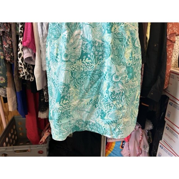 Lilly Pulitzer Safari Animal Print Lion Zebra Sleeveless VTG Dress Size 6 Green - Picture 2 of 11